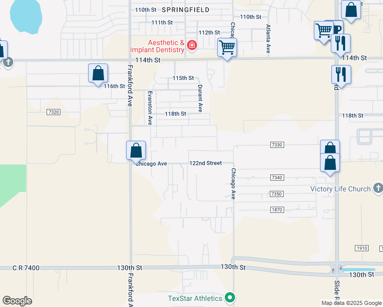 map of restaurants, bars, coffee shops, grocery stores, and more near 5605-5611 122nd Street in Lubbock