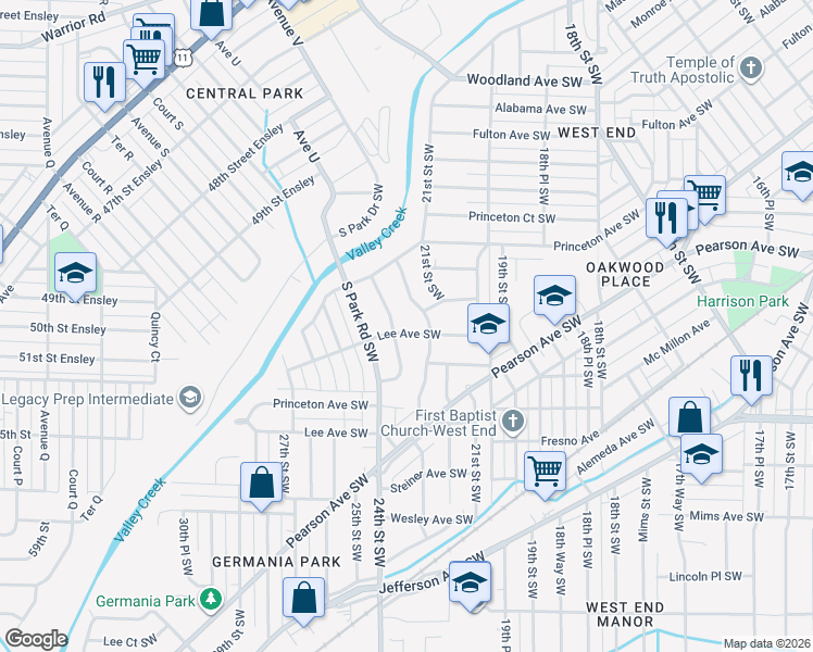 map of restaurants, bars, coffee shops, grocery stores, and more near 229 23rd Street Southwest in Birmingham