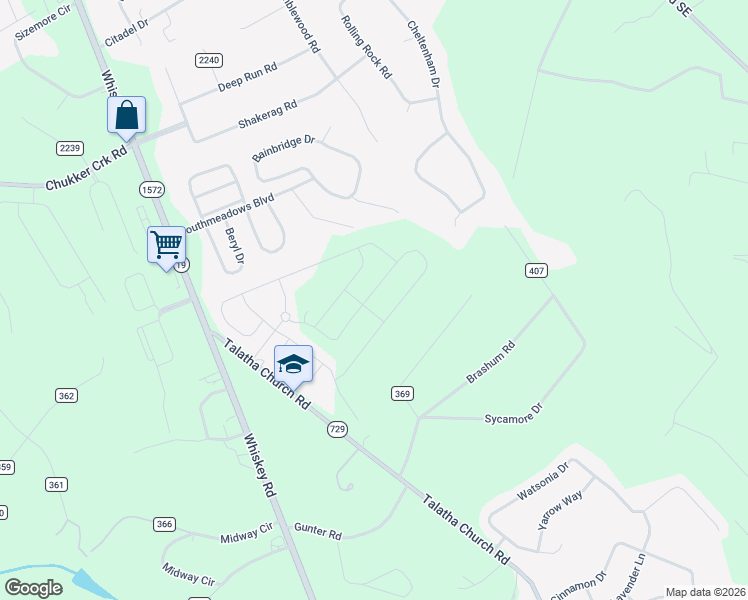 map of restaurants, bars, coffee shops, grocery stores, and more near 105 Emerald Ridge in Aiken