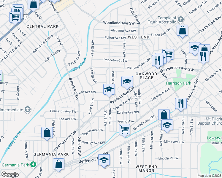 map of restaurants, bars, coffee shops, grocery stores, and more near 557 19th Street Southwest in Birmingham
