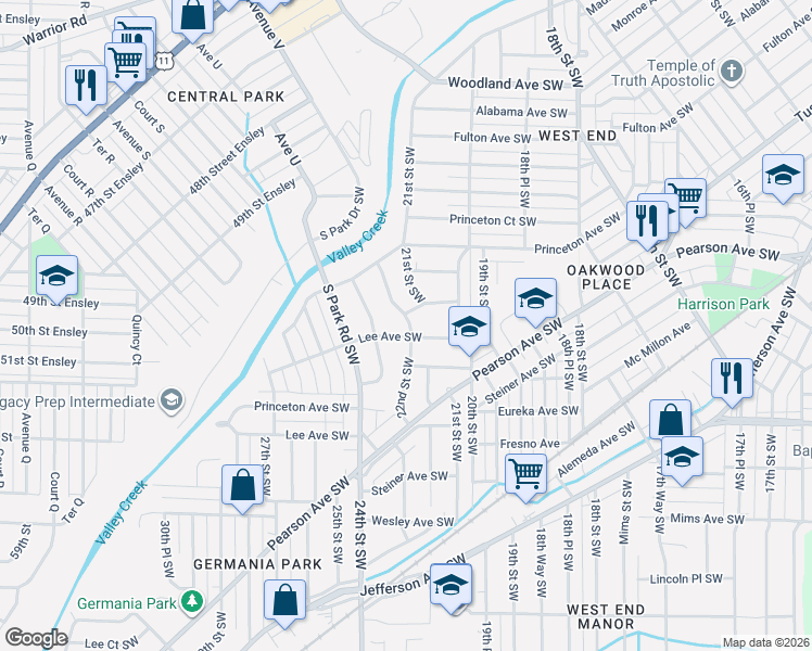map of restaurants, bars, coffee shops, grocery stores, and more near 251 22nd Street Southwest in Birmingham