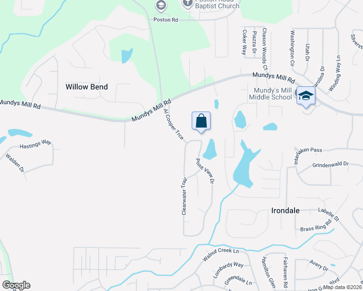 map of restaurants, bars, coffee shops, grocery stores, and more near 9898 Point View Drive in Jonesboro