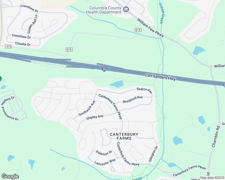 map of restaurants, bars, coffee shops, grocery stores, and more near 257 Seaton Avenue in Grovetown