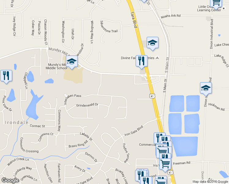 map of restaurants, bars, coffee shops, grocery stores, and more near 1422 Interlaken Pass in Jonesboro