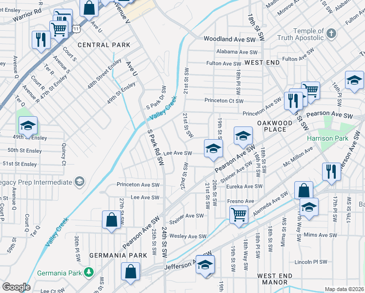 map of restaurants, bars, coffee shops, grocery stores, and more near 251 22nd Street Southwest in Birmingham