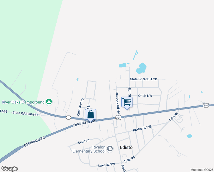 map of restaurants, bars, coffee shops, grocery stores, and more near 111 Rivelon Road in Orangeburg