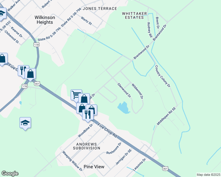 map of restaurants, bars, coffee shops, grocery stores, and more near 1125 Lakeshore Drive in Orangeburg