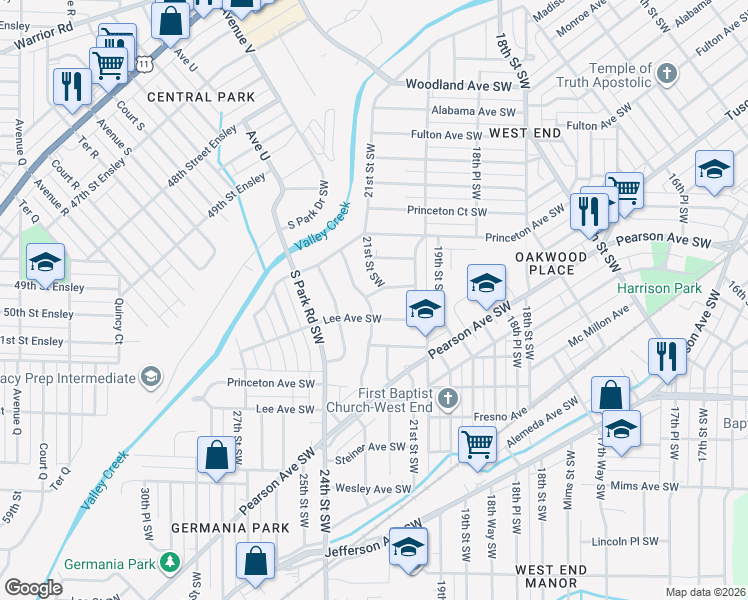 map of restaurants, bars, coffee shops, grocery stores, and more near 251 22nd Street Southwest in Birmingham
