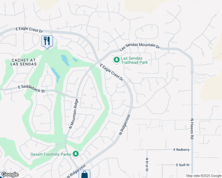 map of restaurants, bars, coffee shops, grocery stores, and more near 3823 North Stone Gully in Mesa