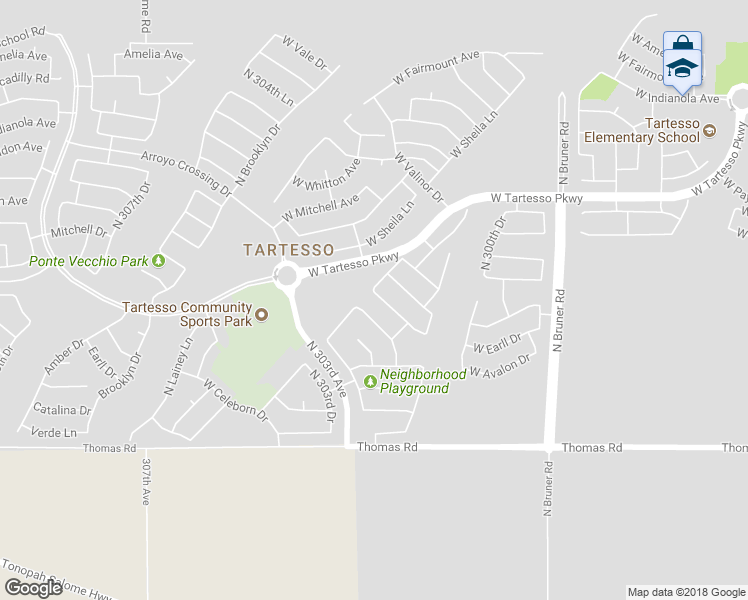 map of restaurants, bars, coffee shops, grocery stores, and more near 30241 West Cheery Lynn Road in Buckeye