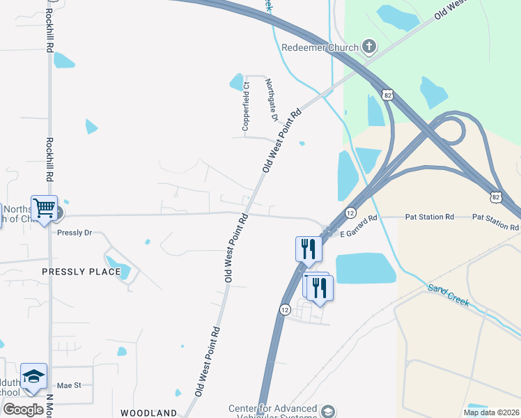 map of restaurants, bars, coffee shops, grocery stores, and more near 764 Old West Point Road in Starkville