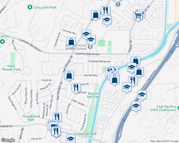 map of restaurants, bars, coffee shops, grocery stores, and more near 32946 Avenida Descanso in San Juan Capistrano