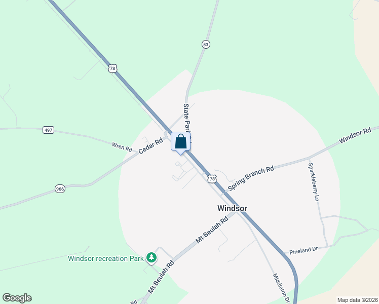 map of restaurants, bars, coffee shops, grocery stores, and more near 2-94 State Park Road in Windsor