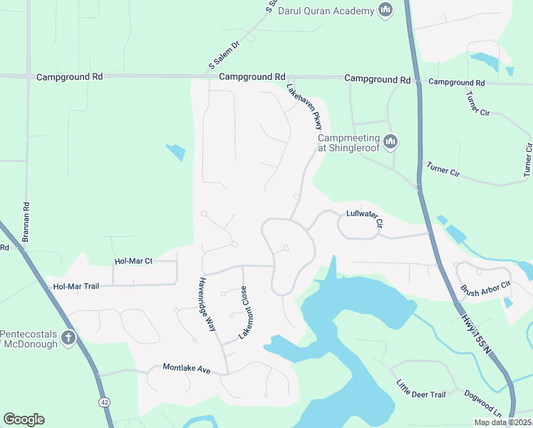 map of restaurants, bars, coffee shops, grocery stores, and more near 1305 Lake Forest Lane in McDonough
