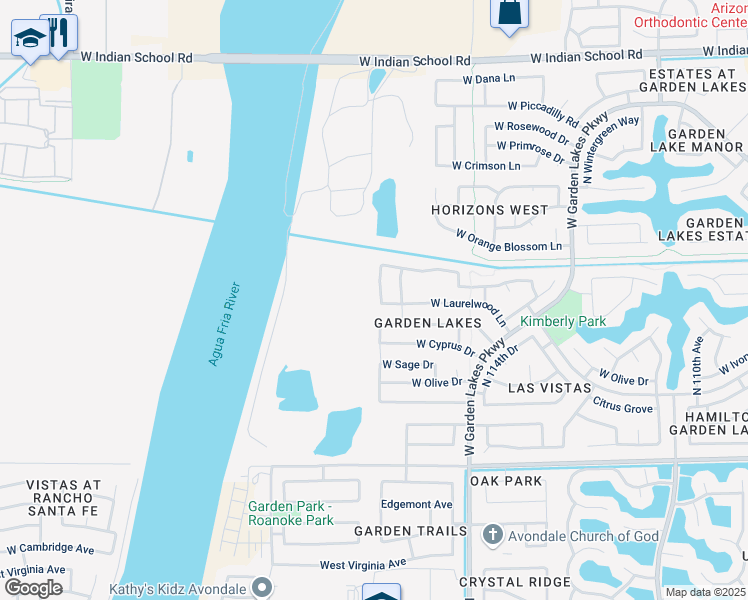 map of restaurants, bars, coffee shops, grocery stores, and more near 3316 North Copenhagen Drive in Avondale