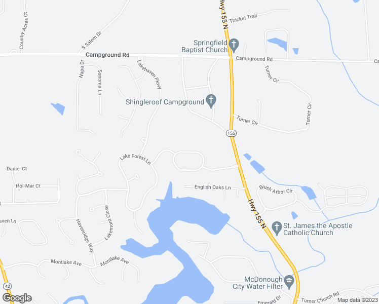 map of restaurants, bars, coffee shops, grocery stores, and more near 1095 Lullwater Circle in McDonough