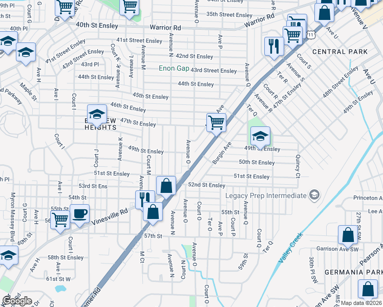 map of restaurants, bars, coffee shops, grocery stores, and more near 4901 Avenue O in Birmingham