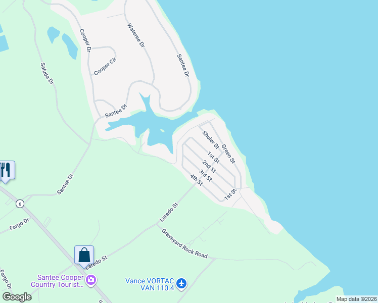 map of restaurants, bars, coffee shops, grocery stores, and more near 112 Santee Drive in Santee