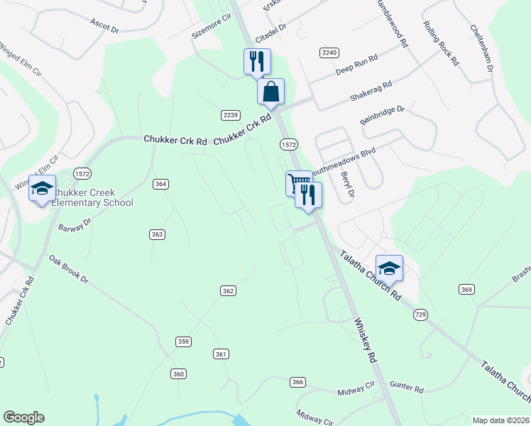 map of restaurants, bars, coffee shops, grocery stores, and more near 5088 Nokesville Circle in Aiken