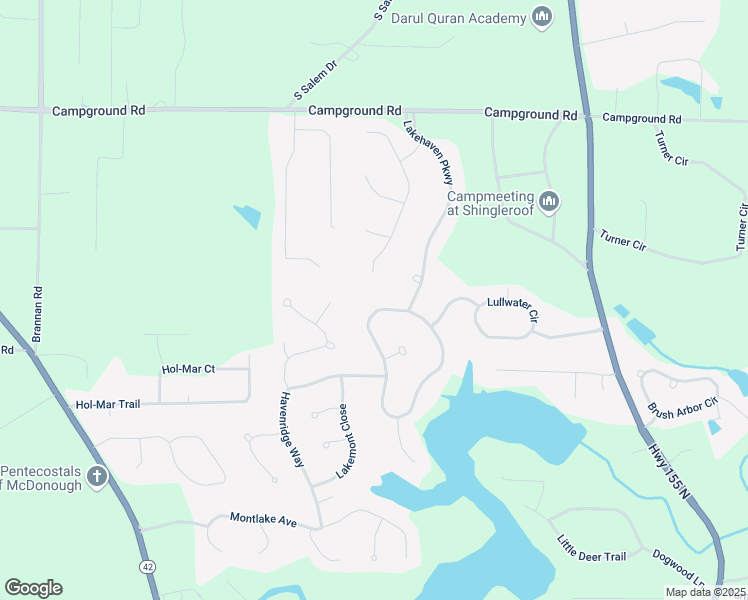 map of restaurants, bars, coffee shops, grocery stores, and more near 1305 Lake Forest Lane in McDonough