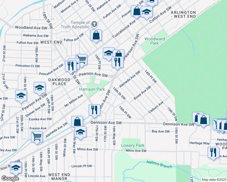 map of restaurants, bars, coffee shops, grocery stores, and more near in Birmingham