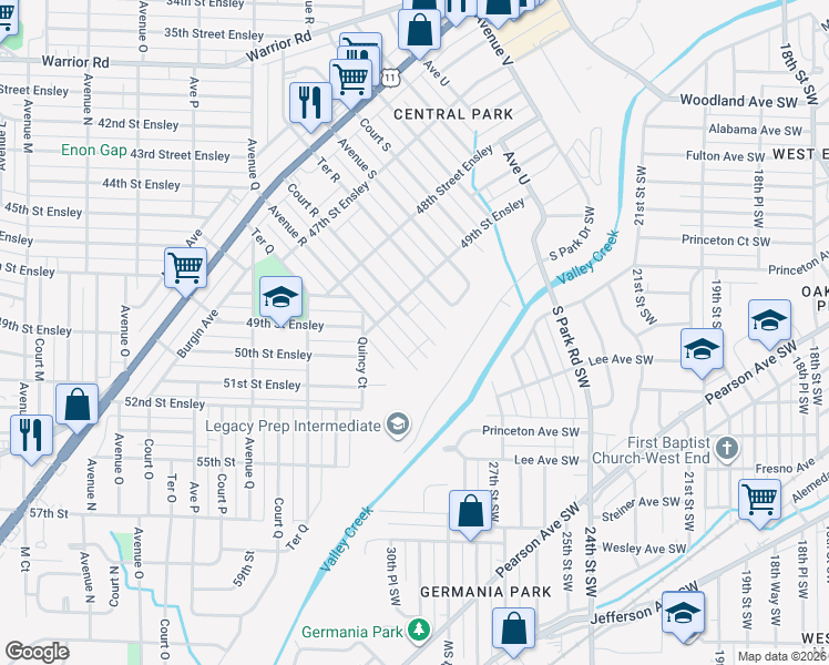 map of restaurants, bars, coffee shops, grocery stores, and more near 4924 Court R in Birmingham