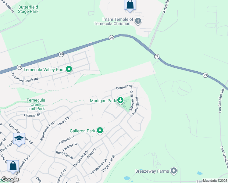 map of restaurants, bars, coffee shops, grocery stores, and more near 34323 Coppola Street in Temecula