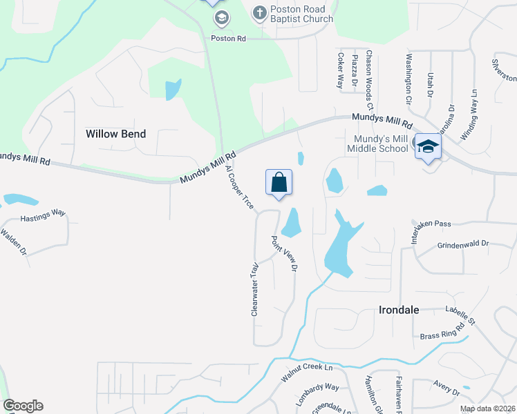 map of restaurants, bars, coffee shops, grocery stores, and more near 9898 Point View Drive in Jonesboro