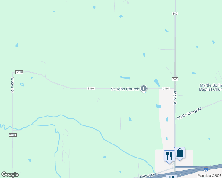 map of restaurants, bars, coffee shops, grocery stores, and more near 2350 County Road 2110 in Hooks