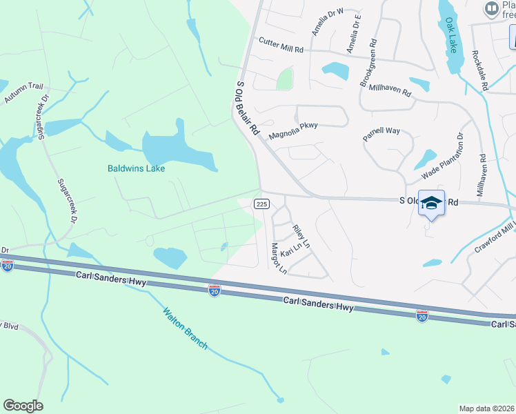 map of restaurants, bars, coffee shops, grocery stores, and more near 3013 Margot Lane in Grovetown