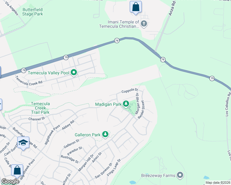 map of restaurants, bars, coffee shops, grocery stores, and more near 34323 Coppola Street in Temecula