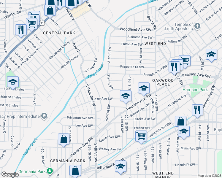 map of restaurants, bars, coffee shops, grocery stores, and more near 251 22nd Street Southwest in Birmingham