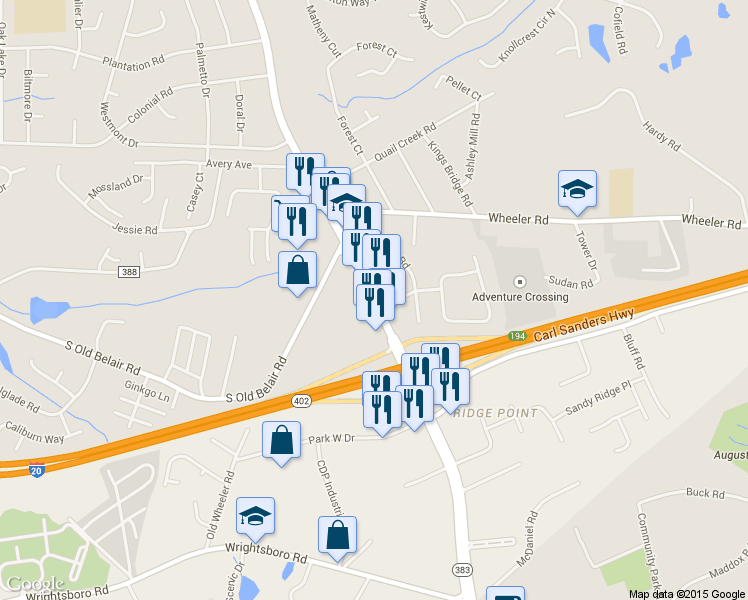 map of restaurants, bars, coffee shops, grocery stores, and more near 433 S Belair Rd in Martinez