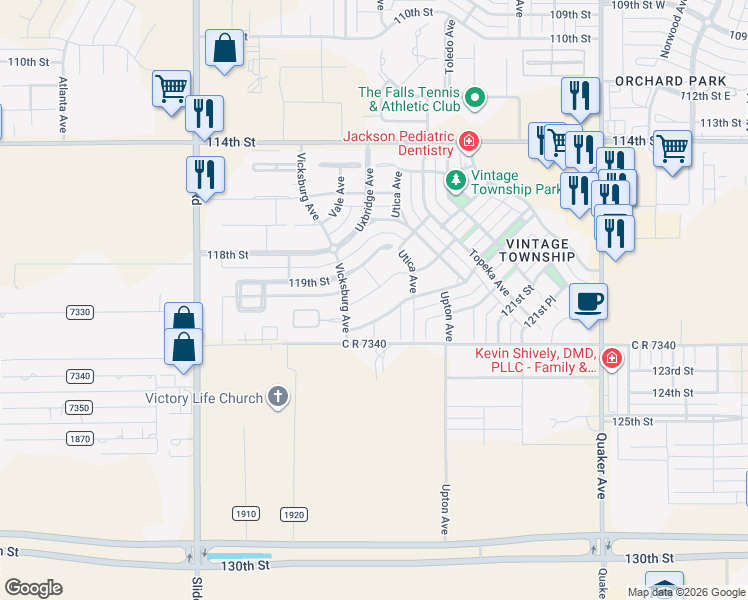 map of restaurants, bars, coffee shops, grocery stores, and more near 4744 C R 7340 in Lubbock