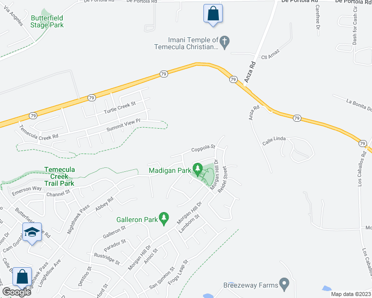 map of restaurants, bars, coffee shops, grocery stores, and more near 34336 Coppola Street in Temecula