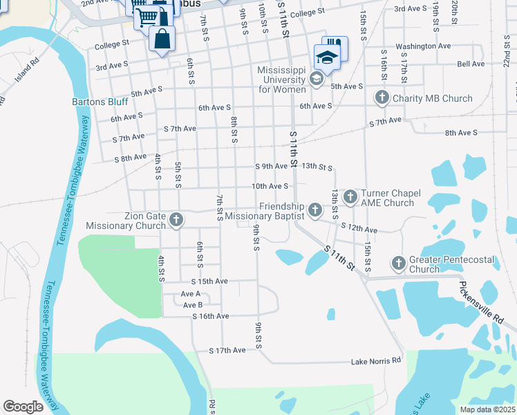 map of restaurants, bars, coffee shops, grocery stores, and more near 912 South 11th Street in Columbus