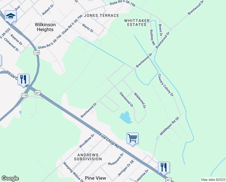 map of restaurants, bars, coffee shops, grocery stores, and more near 1125 Lakeshore Drive in Orangeburg