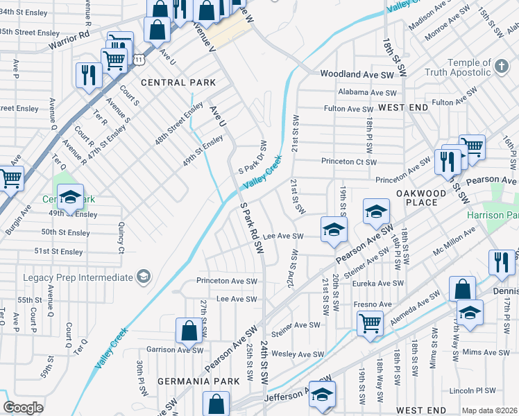 map of restaurants, bars, coffee shops, grocery stores, and more near 229 23rd Street Southwest in Birmingham