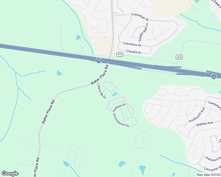 map of restaurants, bars, coffee shops, grocery stores, and more near 613 Baker Place Road in Grovetown