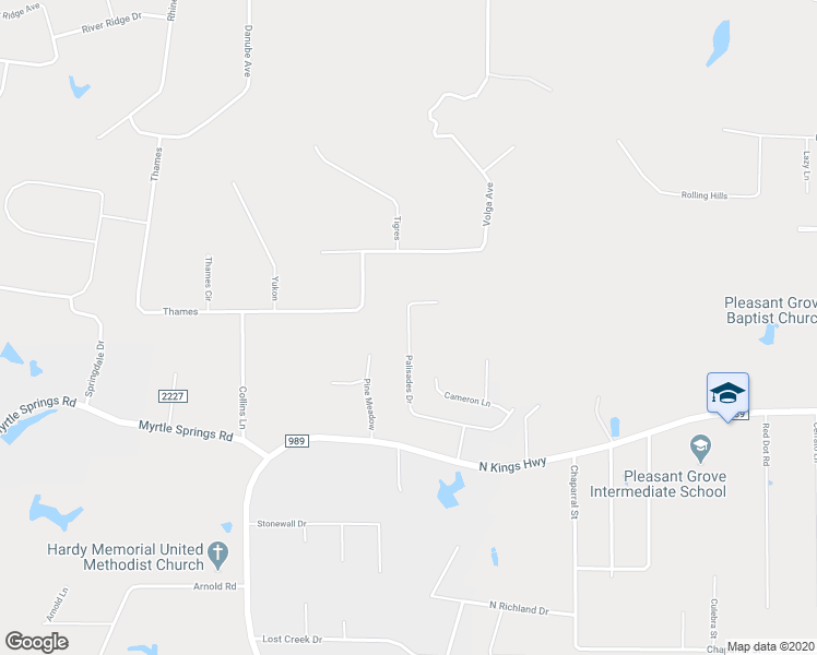 map of restaurants, bars, coffee shops, grocery stores, and more near 7306 Palisades Drive in Texarkana