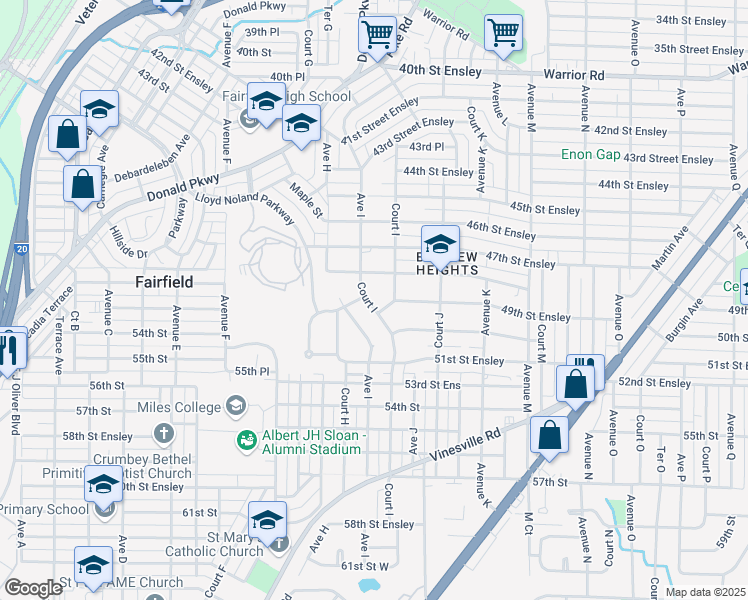 map of restaurants, bars, coffee shops, grocery stores, and more near 4825 Court I in Birmingham