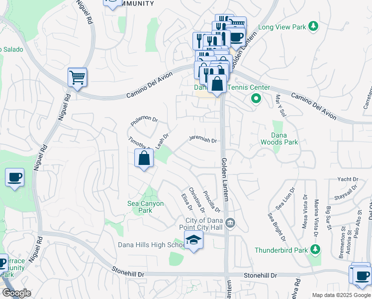 map of restaurants, bars, coffee shops, grocery stores, and more near 24561 Seth Circle in Dana Point