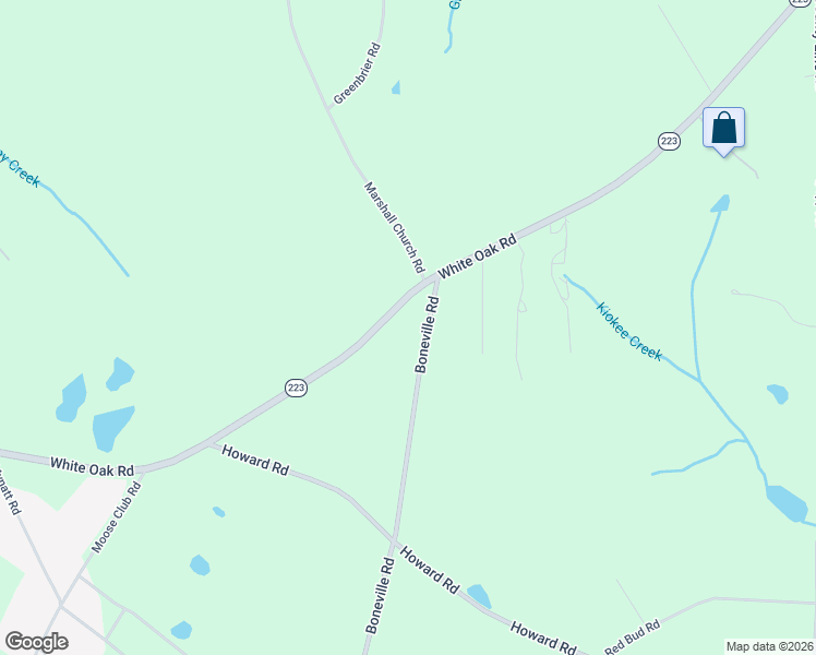 map of restaurants, bars, coffee shops, grocery stores, and more near 3104 White Oak Road in Thomson