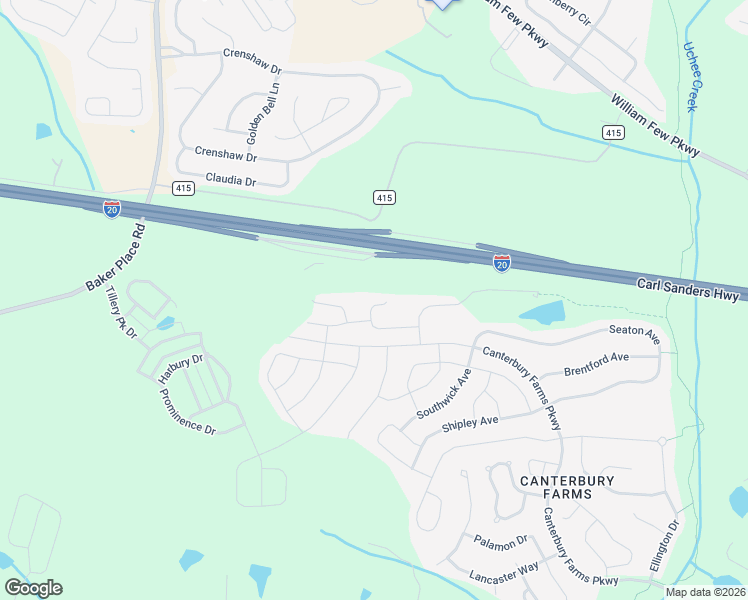map of restaurants, bars, coffee shops, grocery stores, and more near 5578 Interstate 20 in Grovetown