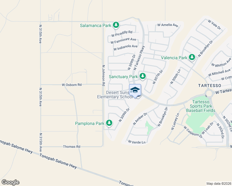map of restaurants, bars, coffee shops, grocery stores, and more near 31012 West Mulberry Drive in Buckeye