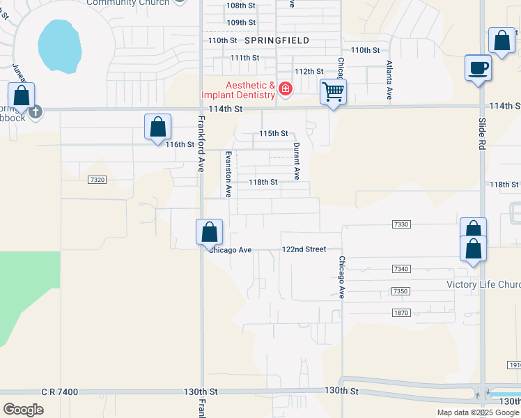map of restaurants, bars, coffee shops, grocery stores, and more near 5710 122nd Street in Lubbock