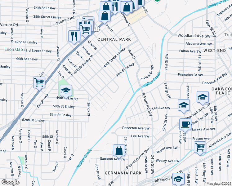 map of restaurants, bars, coffee shops, grocery stores, and more near 4929 Ter R in Birmingham