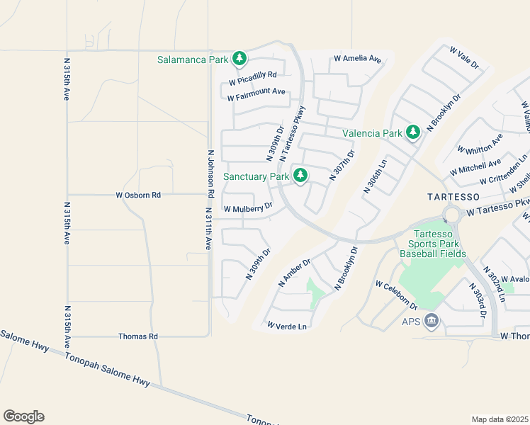 map of restaurants, bars, coffee shops, grocery stores, and more near 30918 West Mulberry Drive in Buckeye