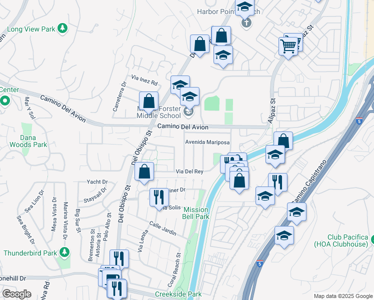 map of restaurants, bars, coffee shops, grocery stores, and more near 32882 Avenida Descanso in San Juan Capistrano