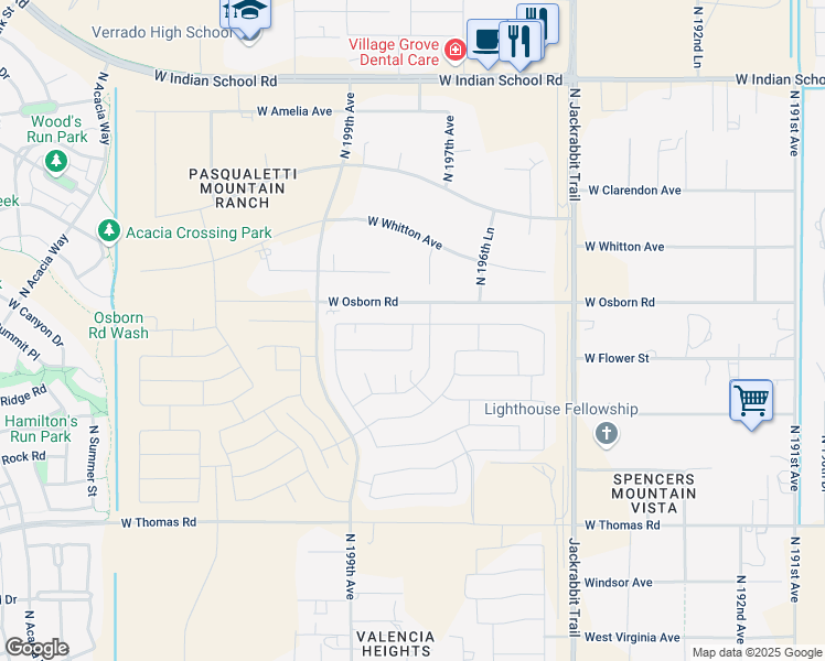 map of restaurants, bars, coffee shops, grocery stores, and more near 19802 West Mulberry Drive in Buckeye